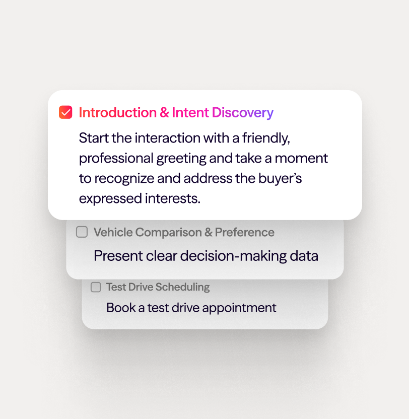 Screenshot of Dialpad AI suggesting BANT sales playbook tasks for a rep in real time