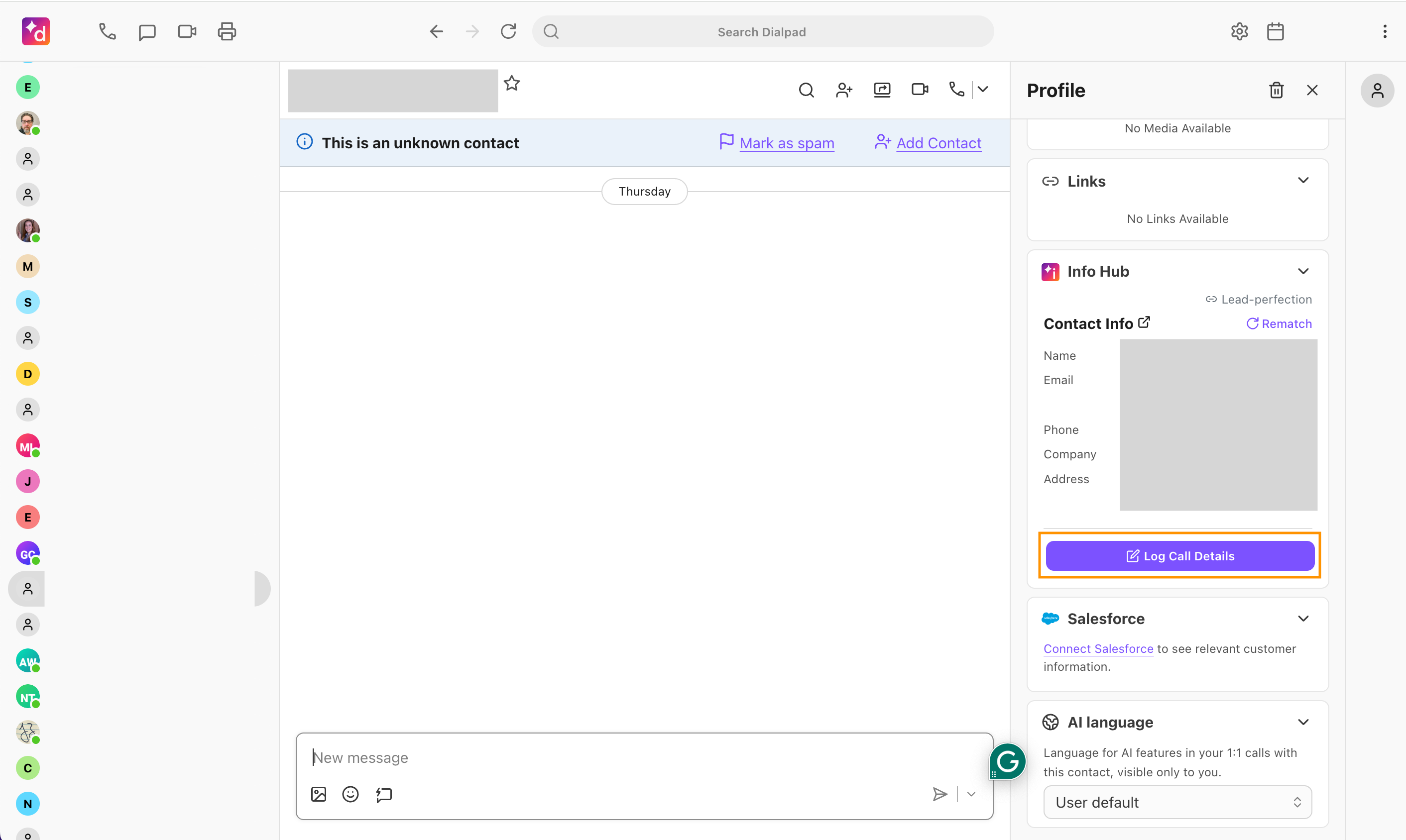 Log Call Details