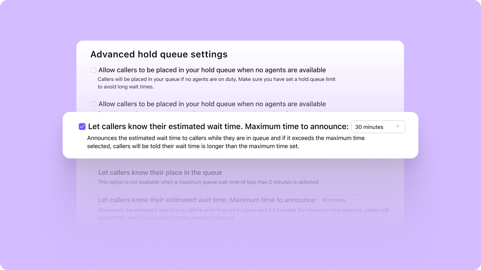 Play estimated wait times in queues