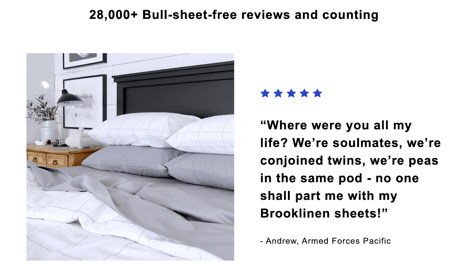 Positive customer review about their bedsheet order