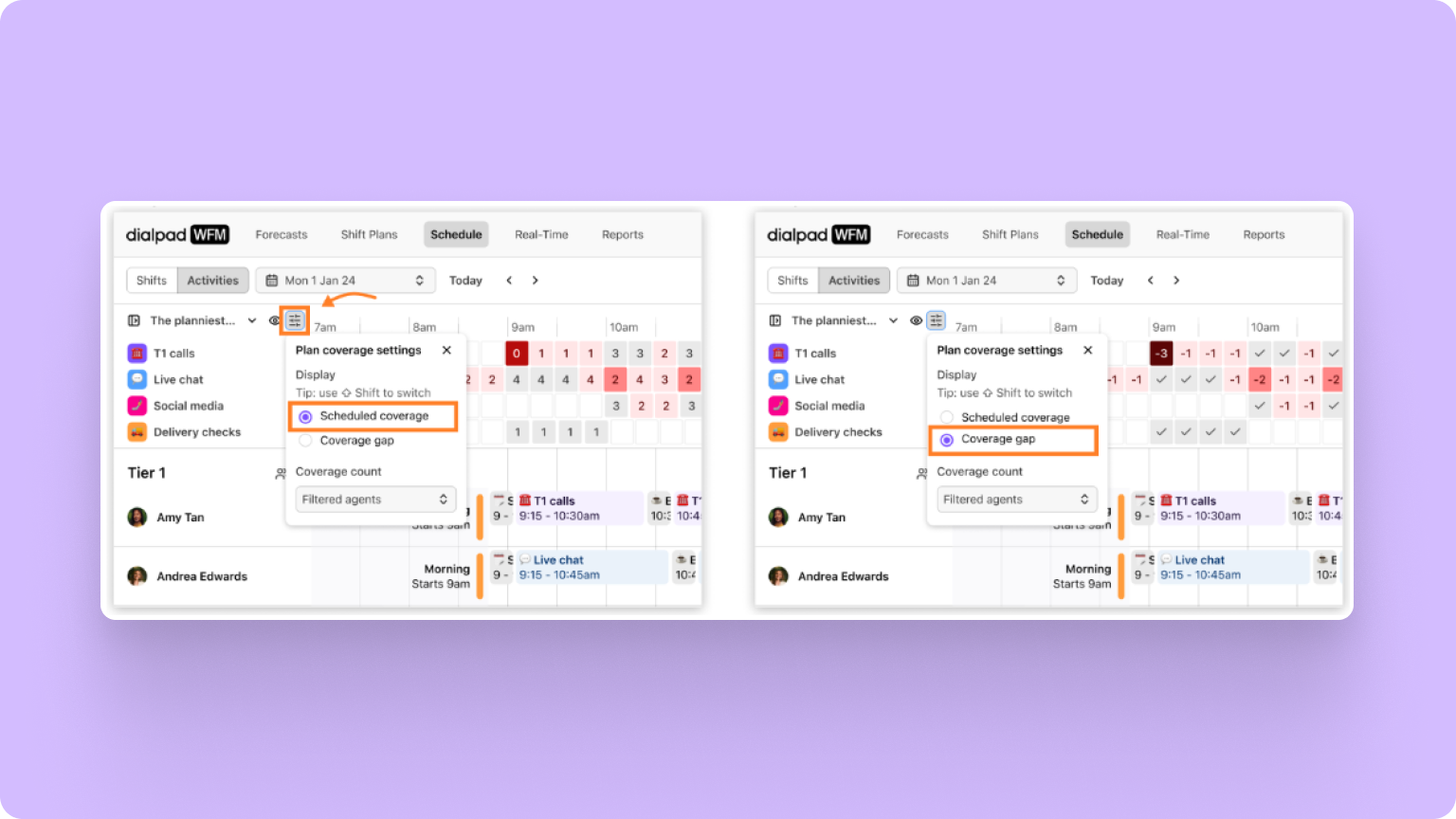 8. More granular insight into schedule coverage