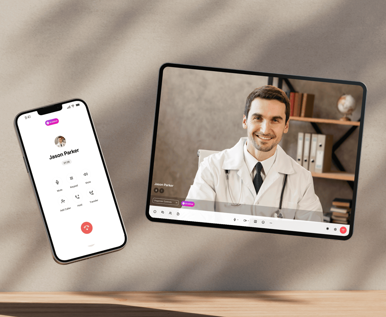 A healthcare professional in a teleconsultation call