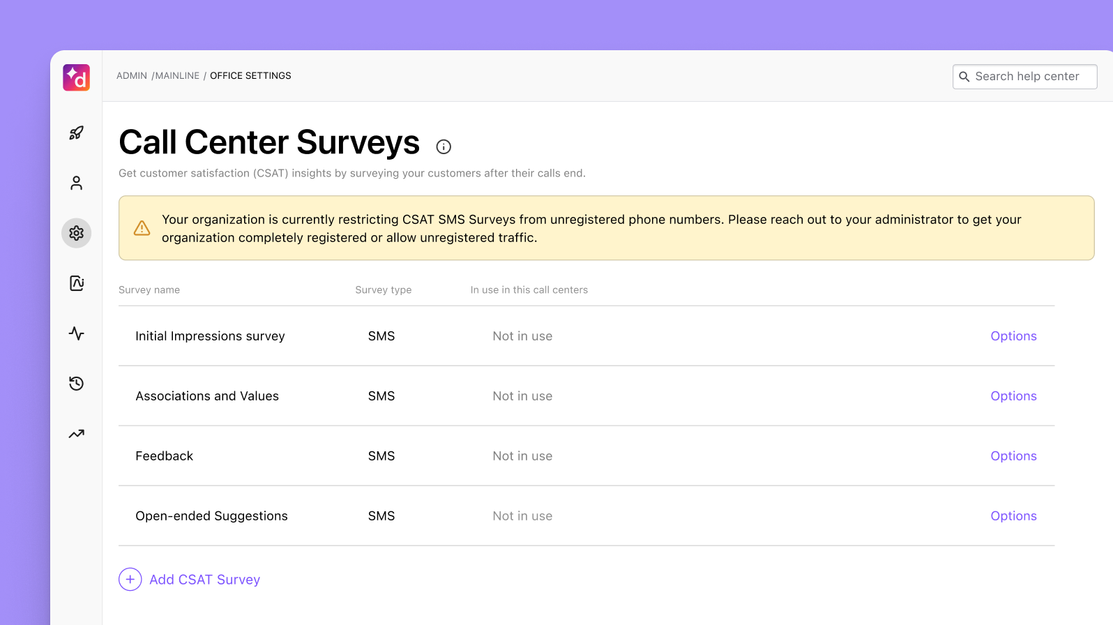 Screenshot of Dialpad CSAT surveys providing key insights to improve customer experience boost loyalty and understand your