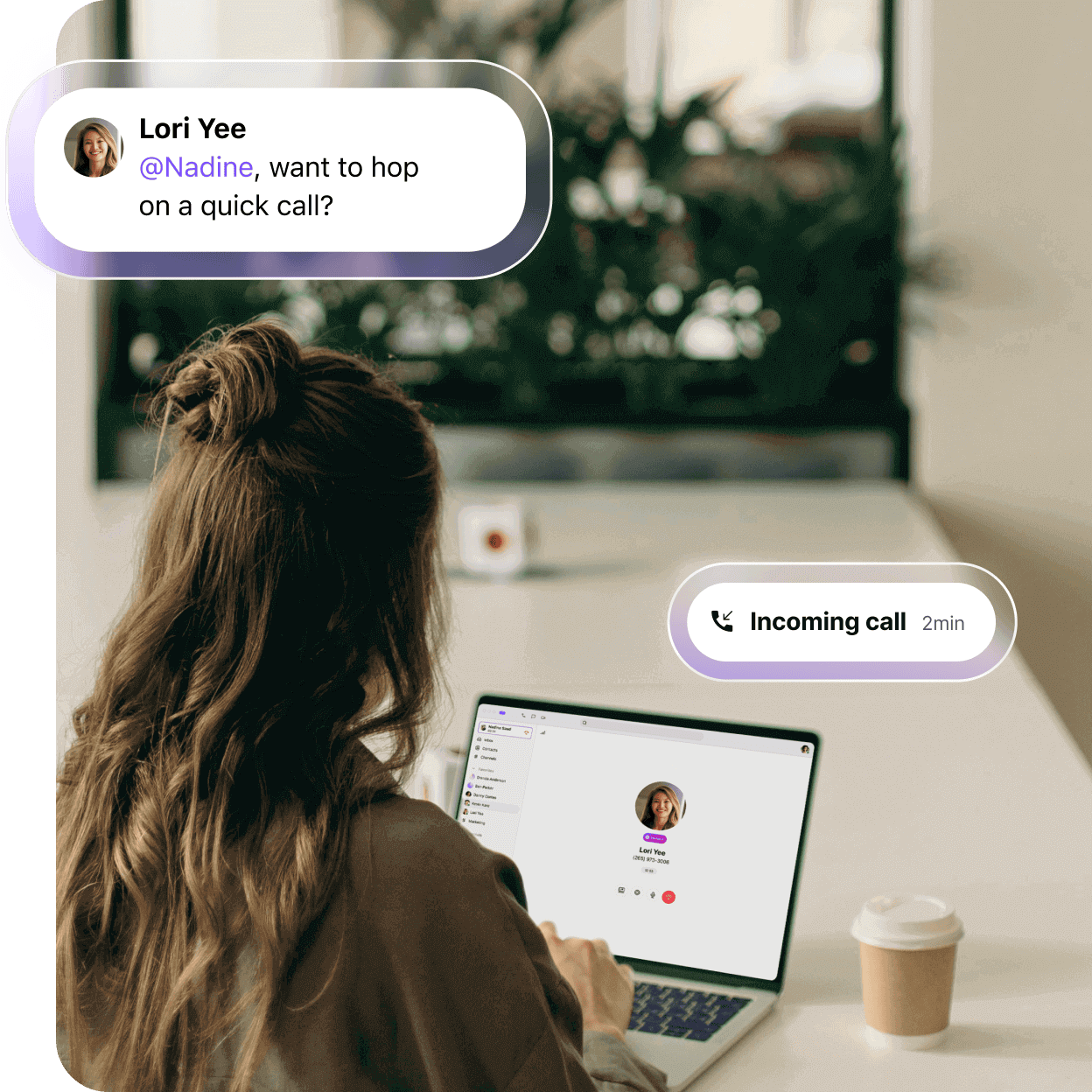 A woman working on a laptop