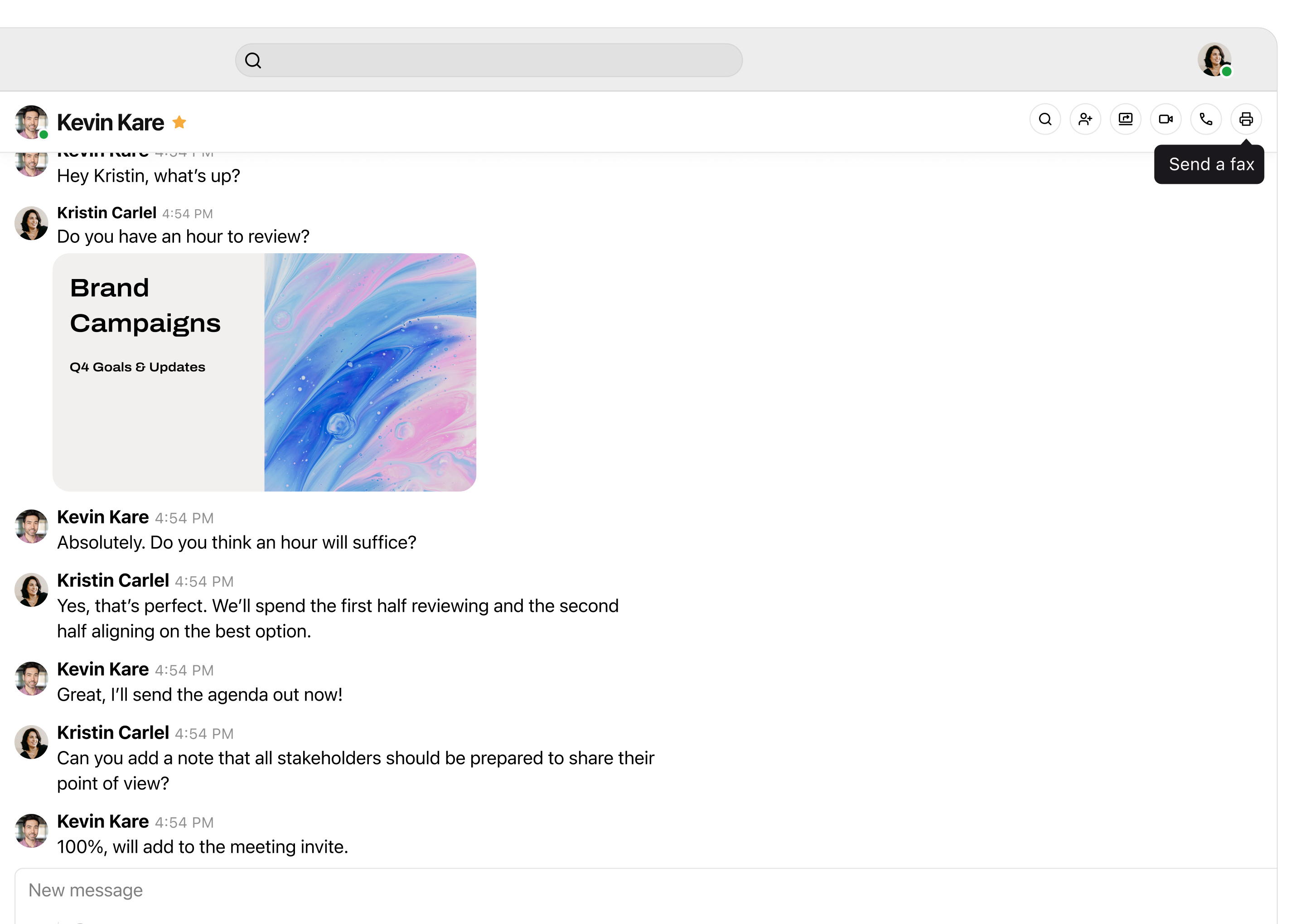 Screenshot of sending a virtual fax from Dialpad's desktop app