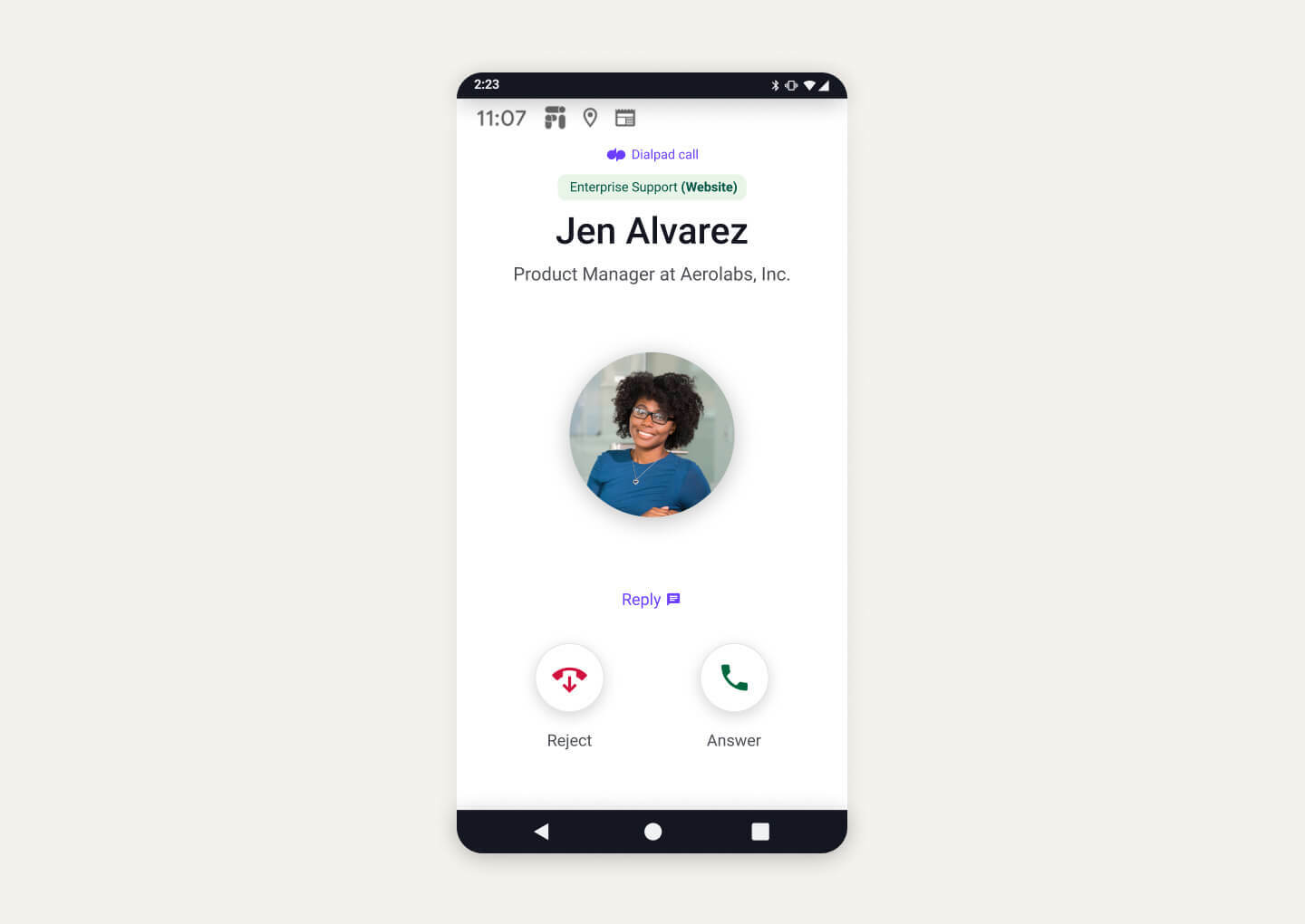 Single Item Card Caller ID and Company Name