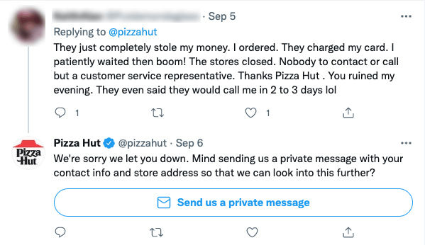 Pizza hut bad customer experience example