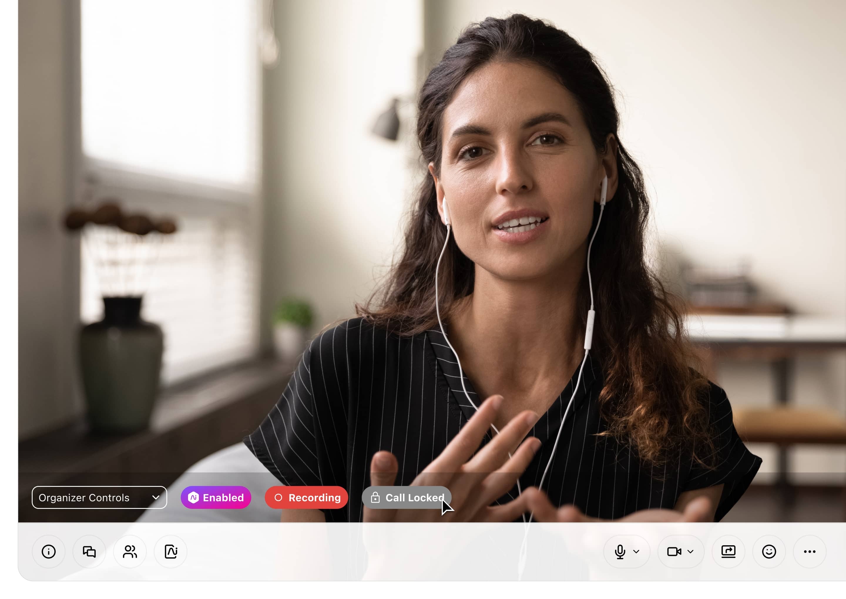 Screenshot of Dialpad's in-meeting call controls
