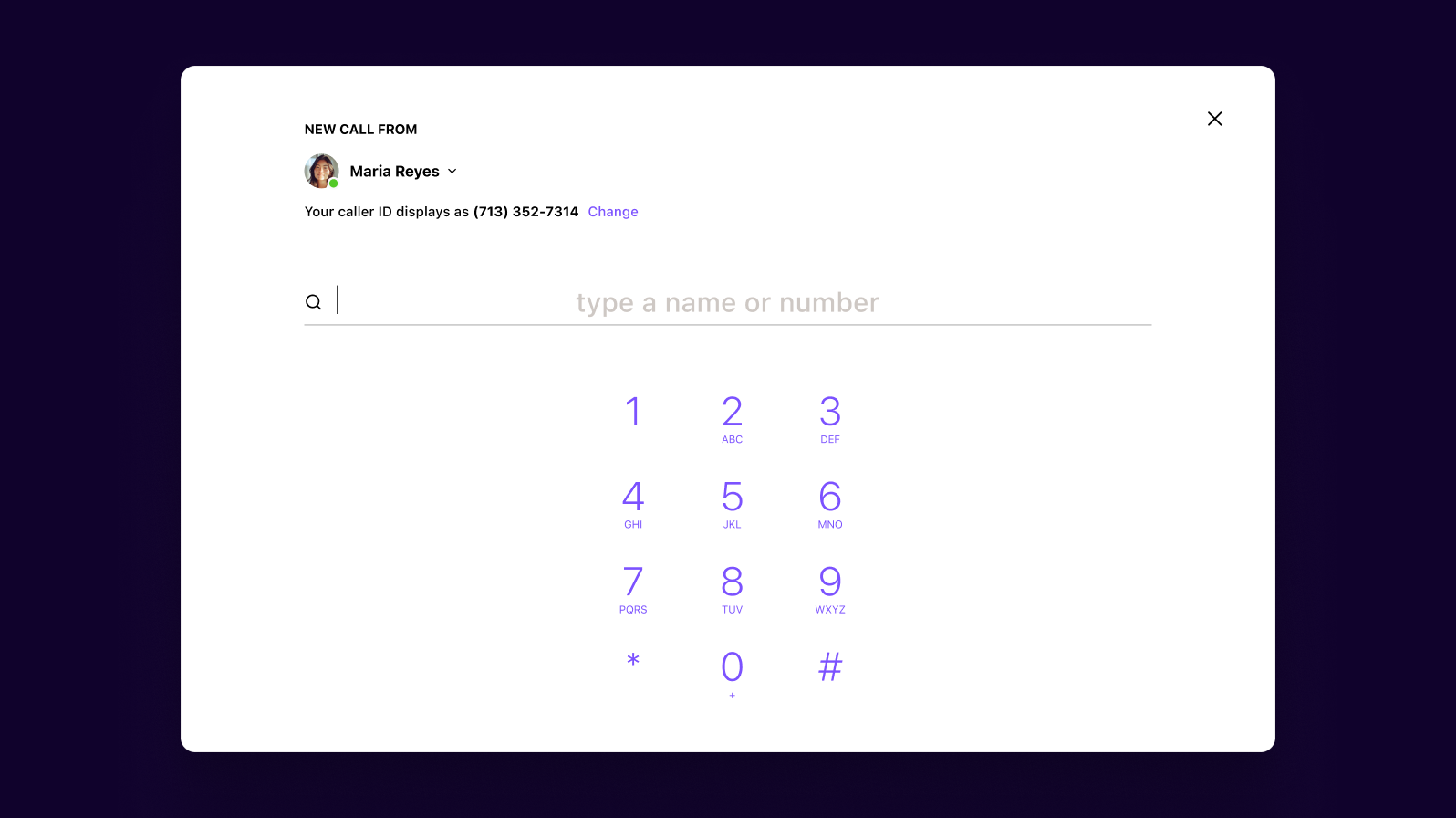 Dialing a number from Dialpad