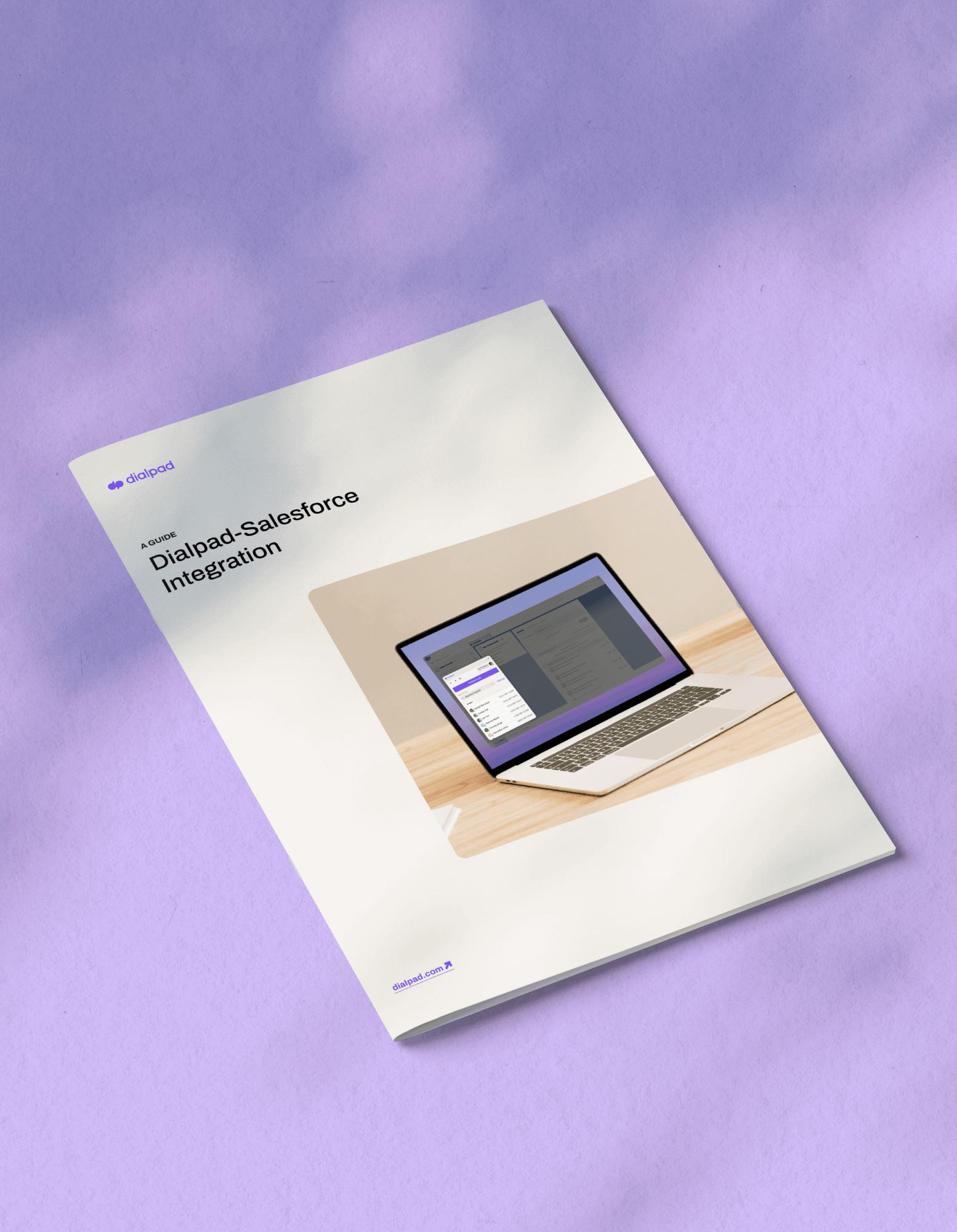 Mockup of a brochure titled Dialpad-Salesforce Integration Guide