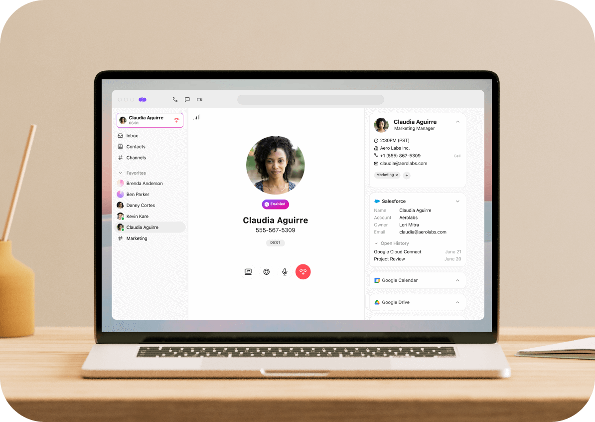 Screenshot of Dialpads integration with Salesforce - Demo Center