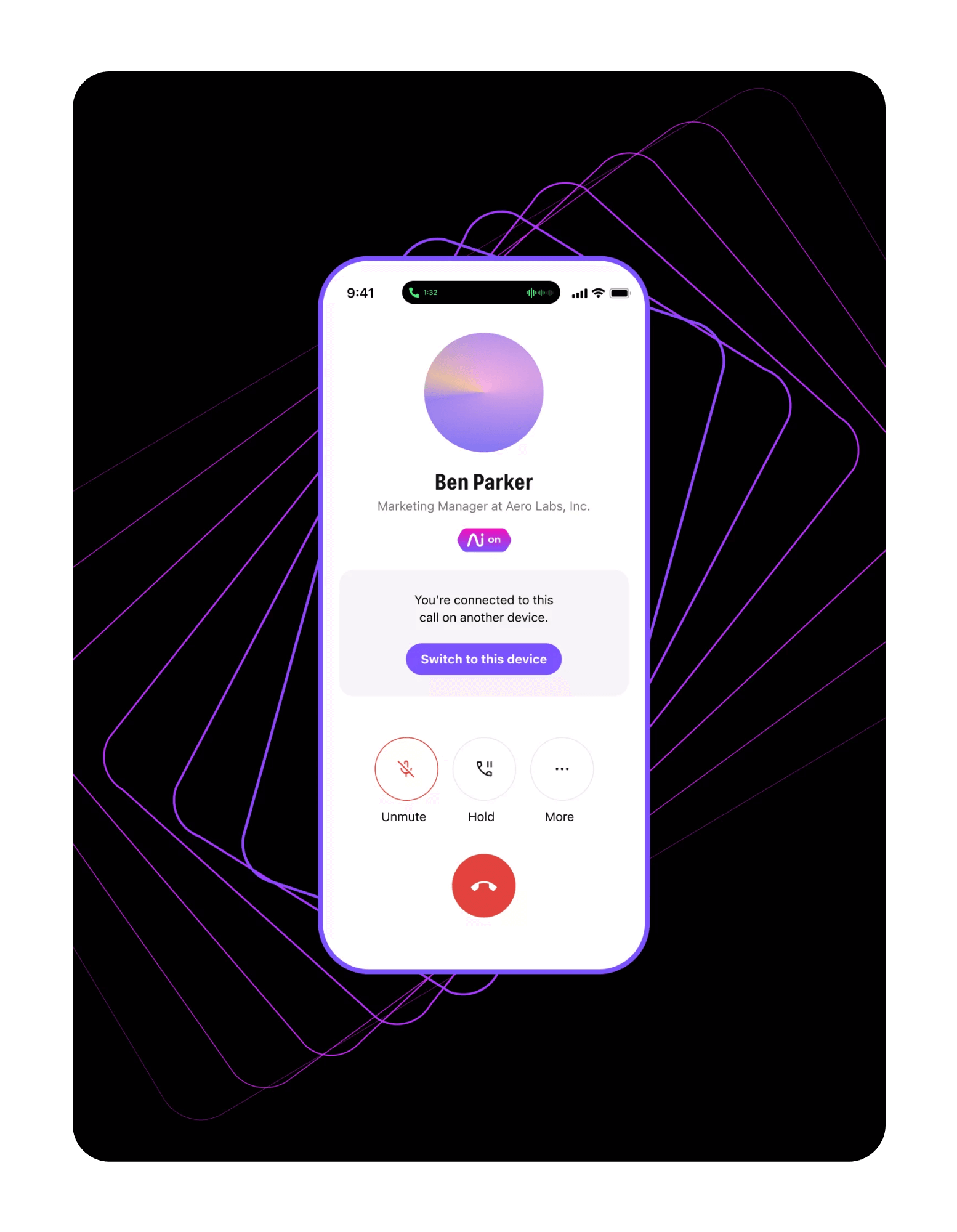 Screenshot of an ongoing call via Dialpad