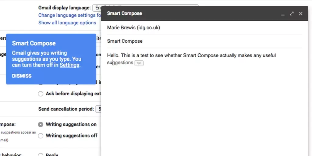 AI autocompleting an email 1