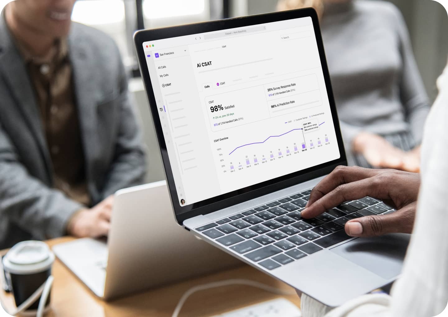 Screenshot of Dialpad's predictive AI CSAT feature