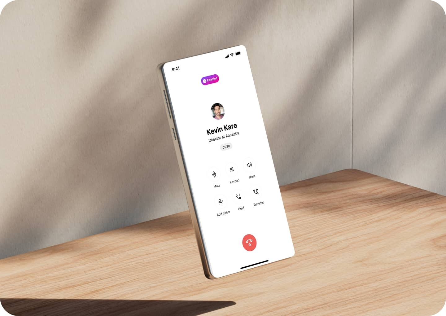 Screenshot of an ongoing phone call on a mobile device