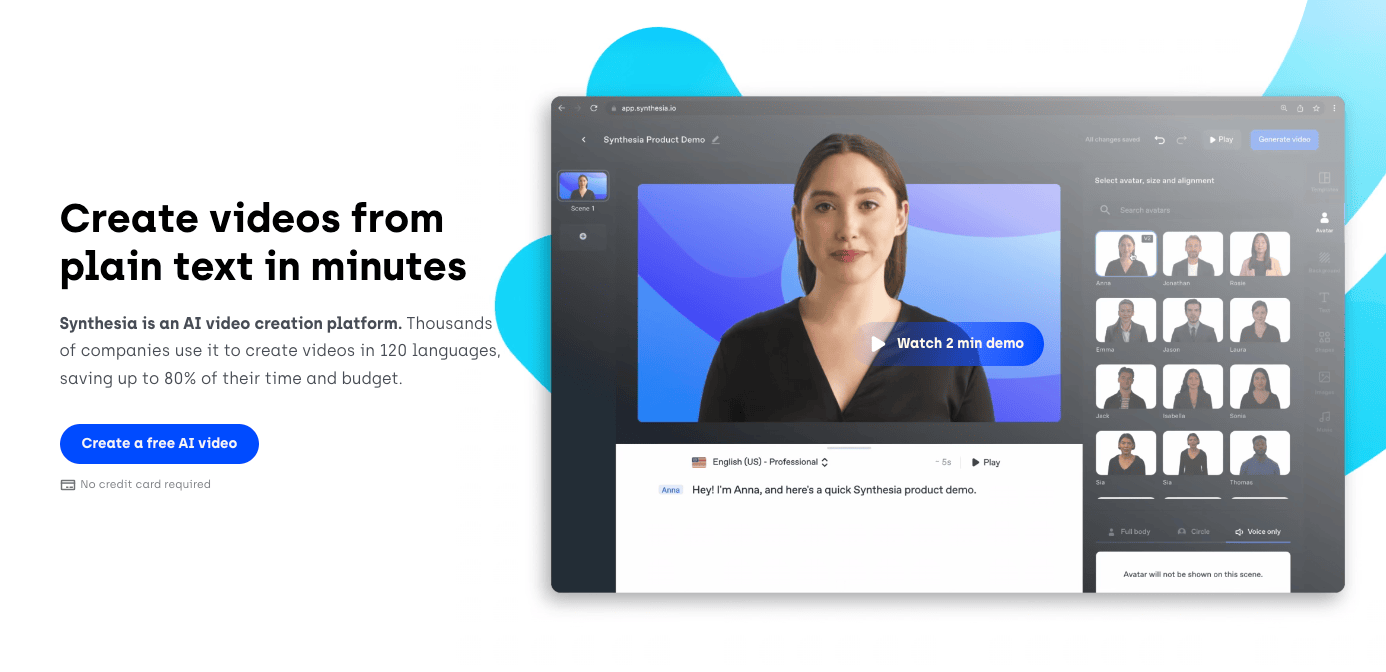 Example of generative AI video creation tool