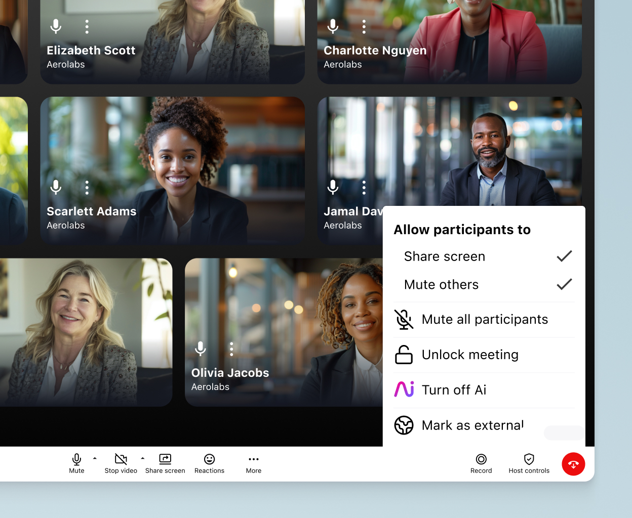 An in-meeting chat on a video call using Dialpad's communications platform.