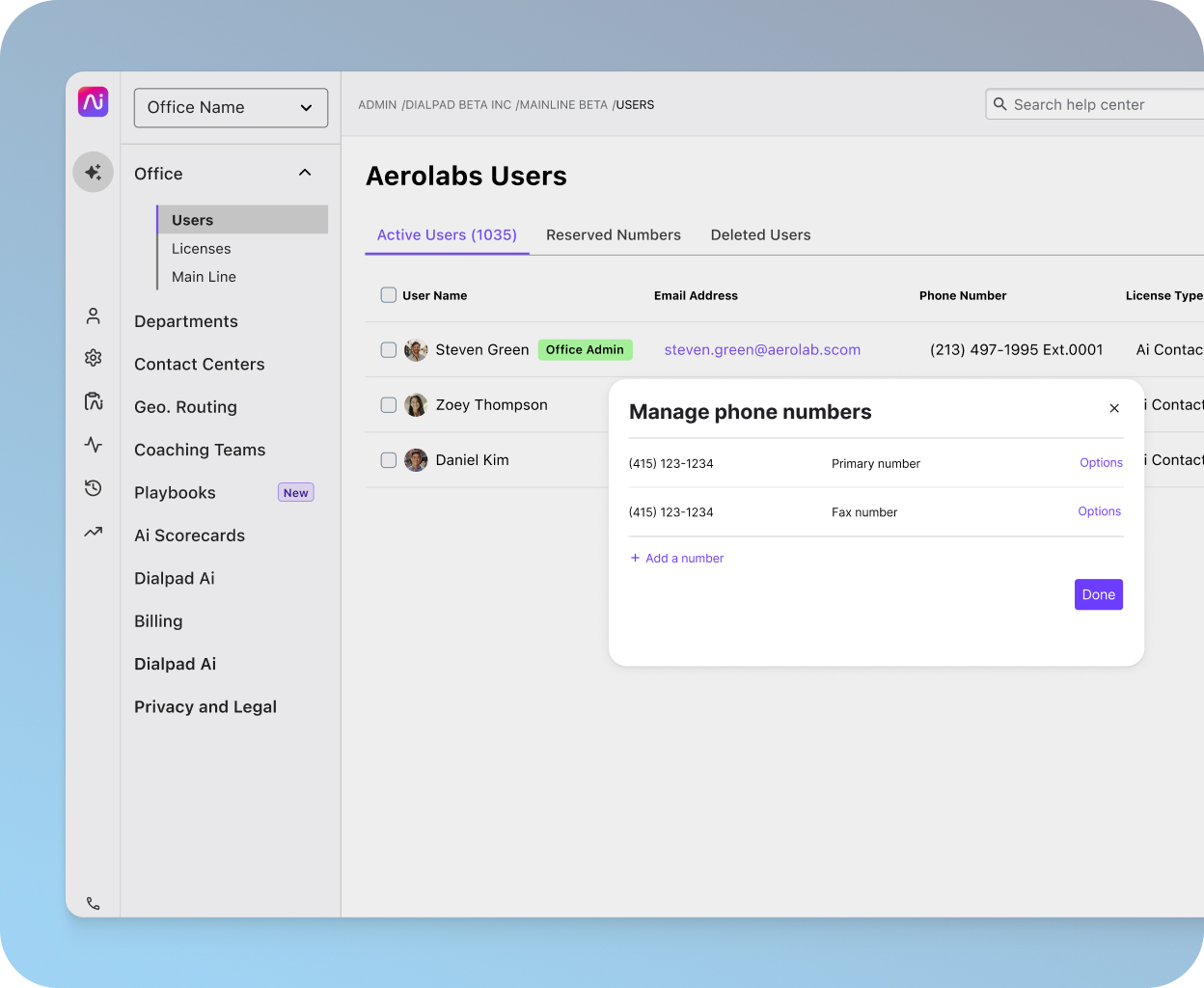 Setting business hours for a company in Dialpad