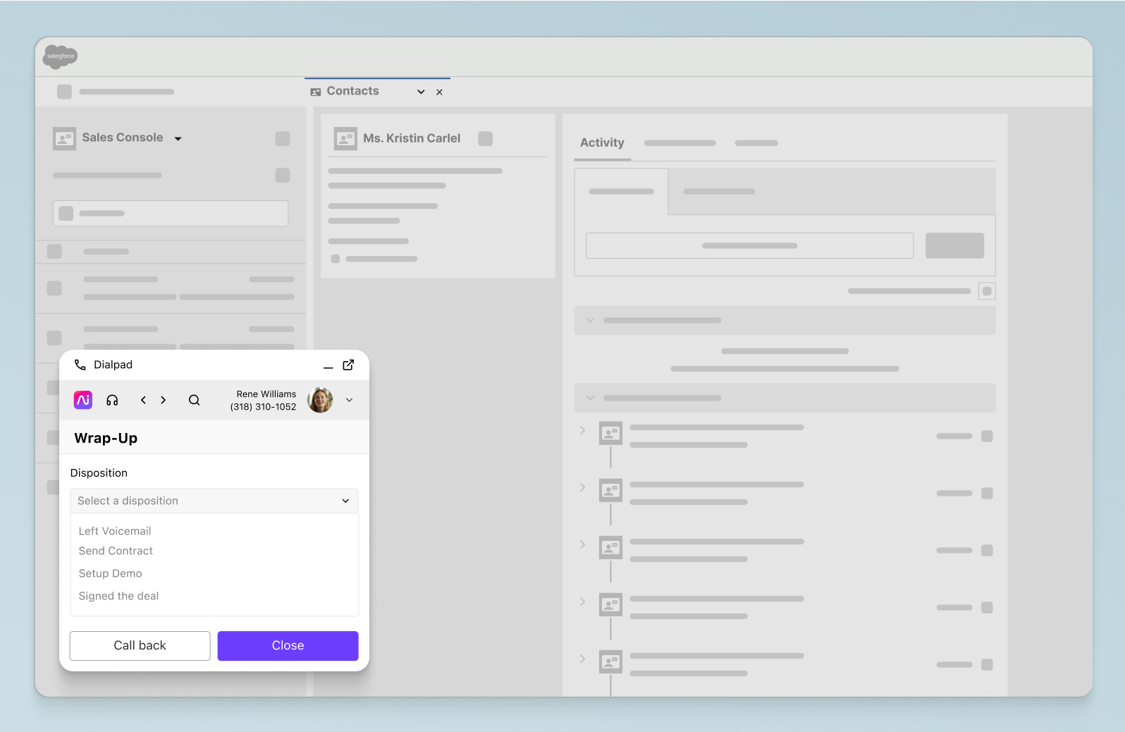 Logging a call disposition