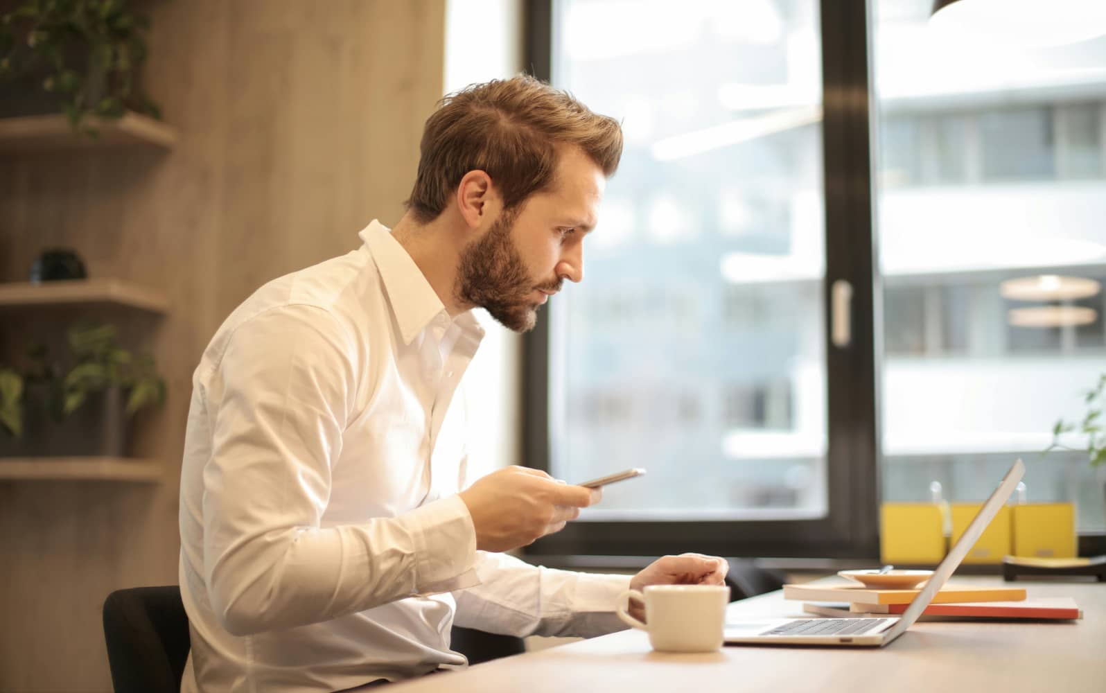 A man working on a laptop