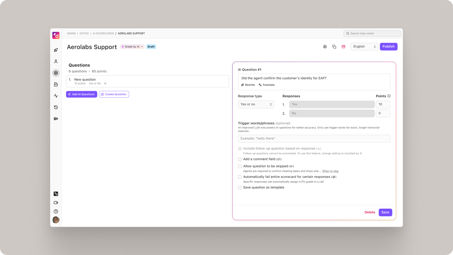 Automate grading with Freeform LLM Scorecards