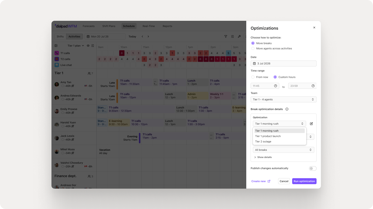 Adjust your schedule to meet coverage in real time