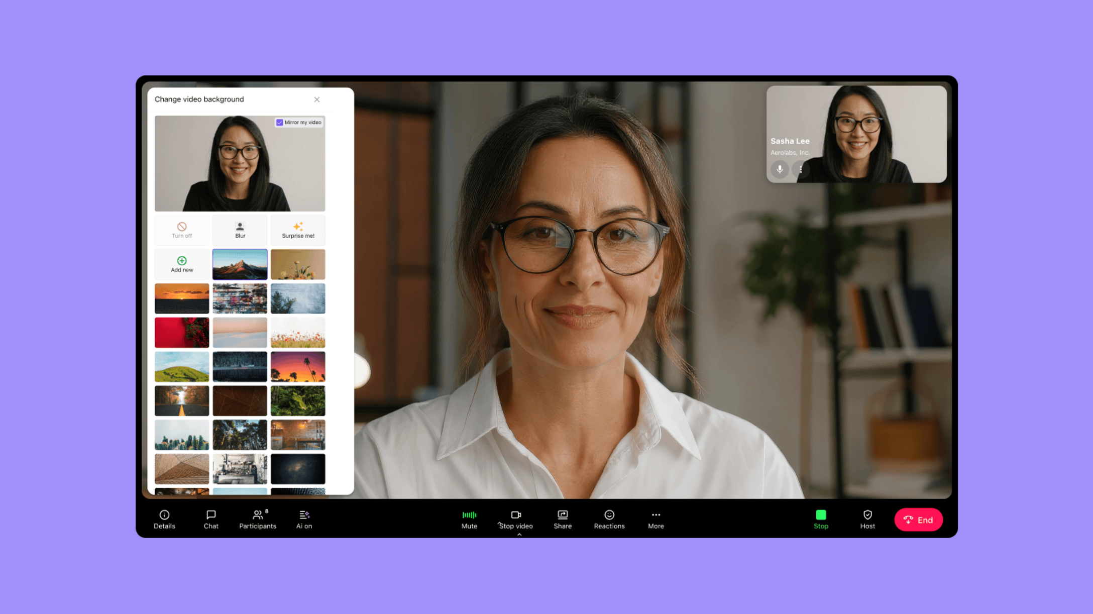 Virtual background customization in Dialpad video conferences using VTC equipment for professional meetings