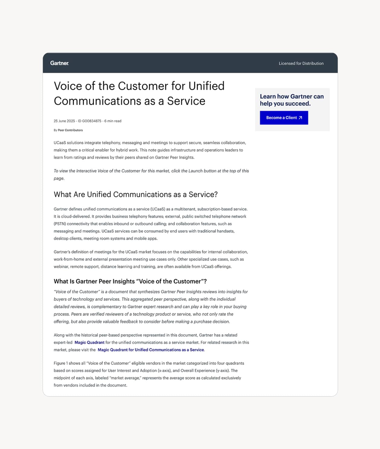Gartner® Voice of the Customer for Unified Communications as a Service (UCaaS) report thumbnail