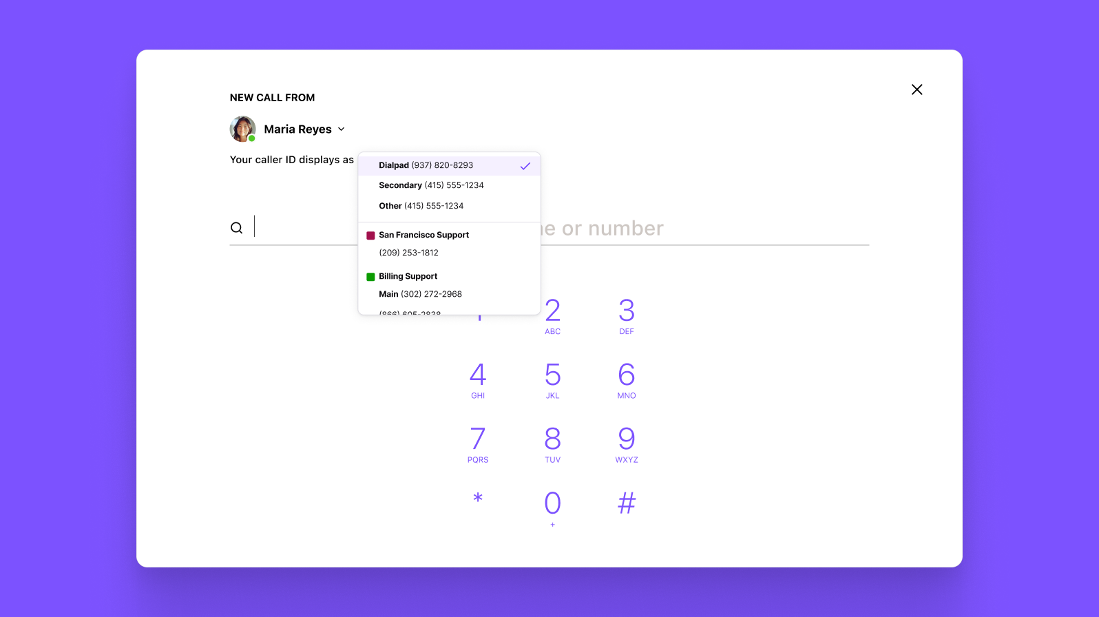 Selecting a caller ID