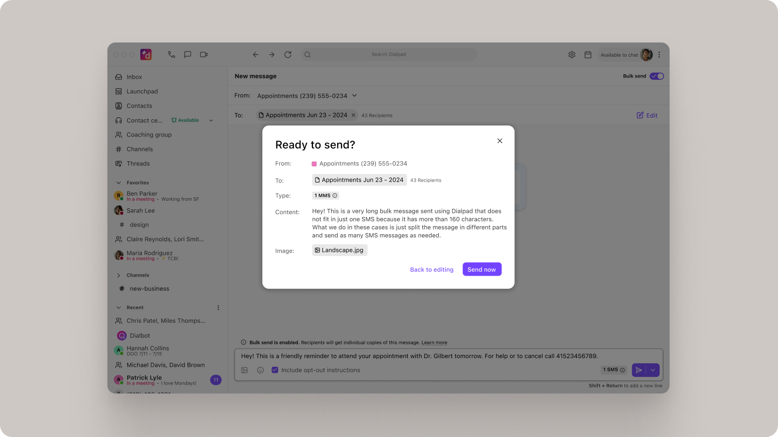 Send up to 50 SMS messages at once