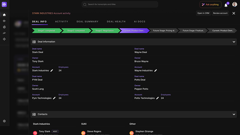 Screencap of Deal Info