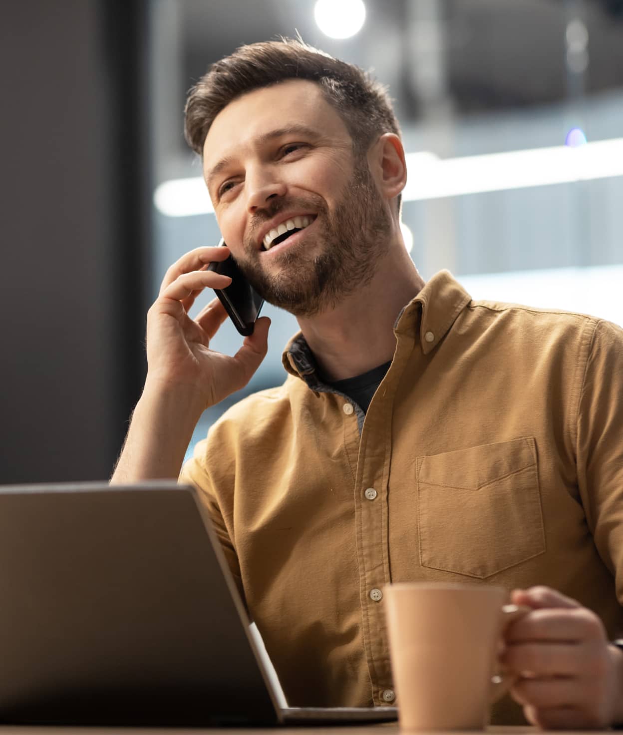 A man talking on the phone