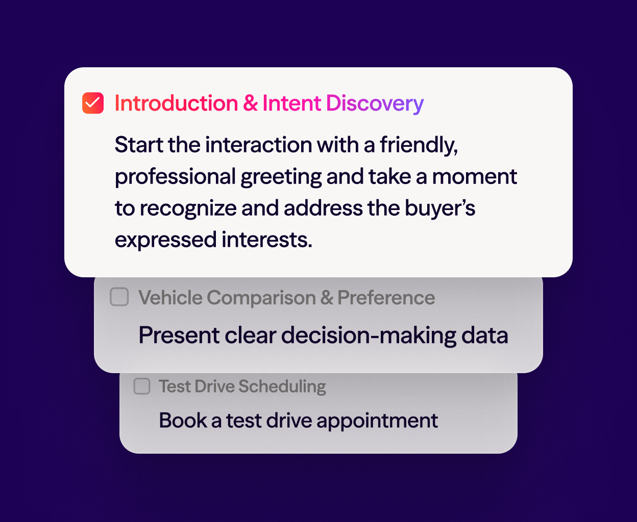 Screenshot of Dialpad AI suggesting BANT sales playbook tasks for a rep in real time