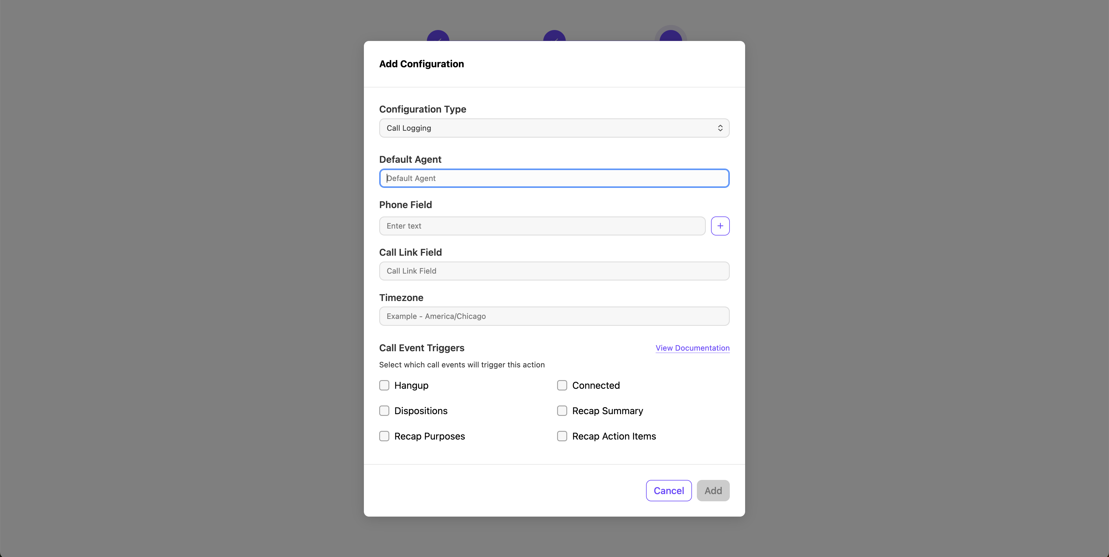 self-enablement step 3 unfilled call log config