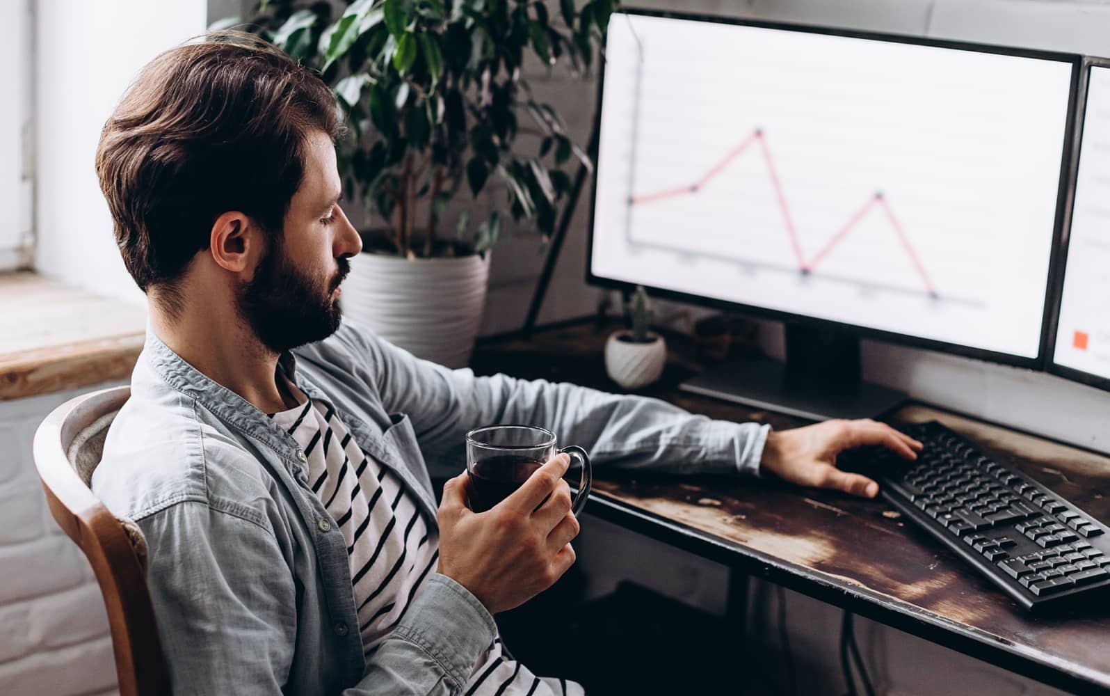 A person viewing a stock chart