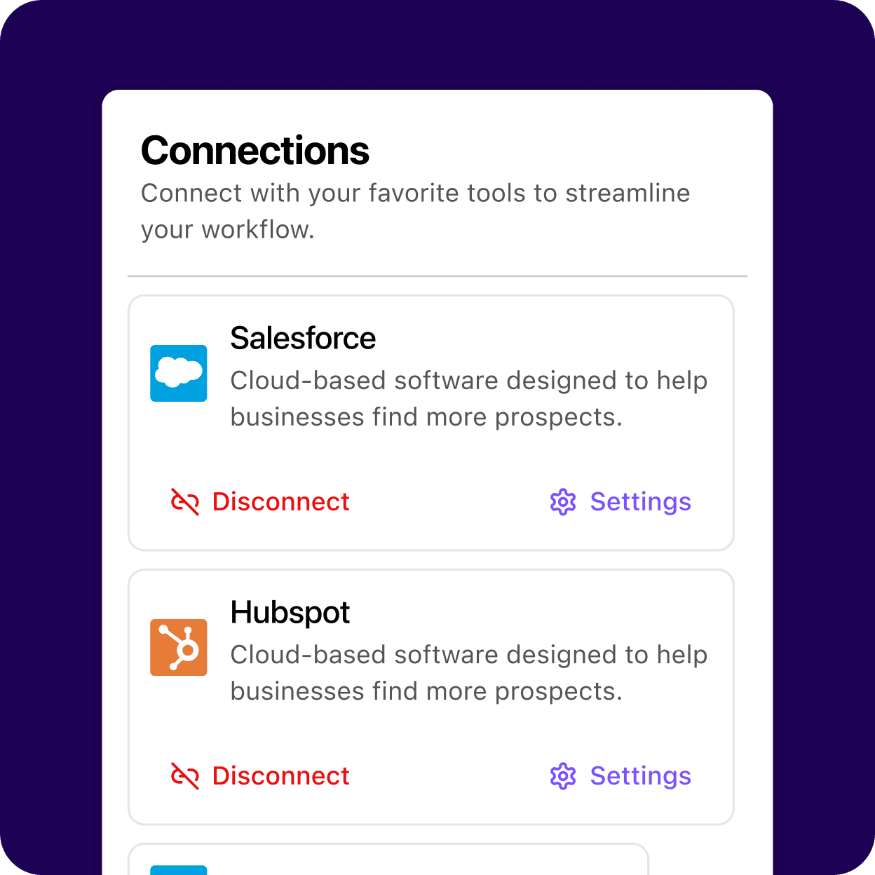 Screenshot of Dialpad's integration with other SaaS platforms, showcasing connected services