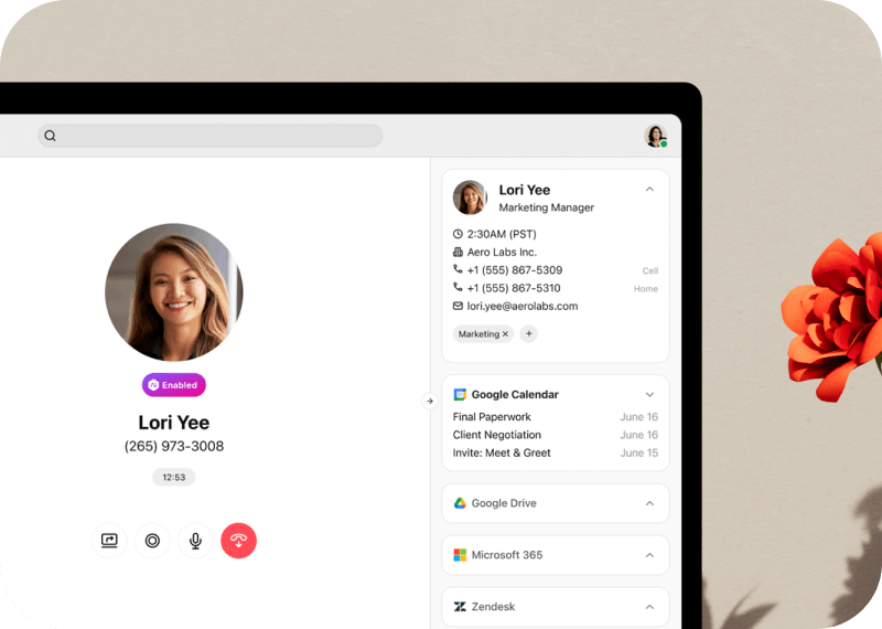 Screenshot of Dialpads integrations