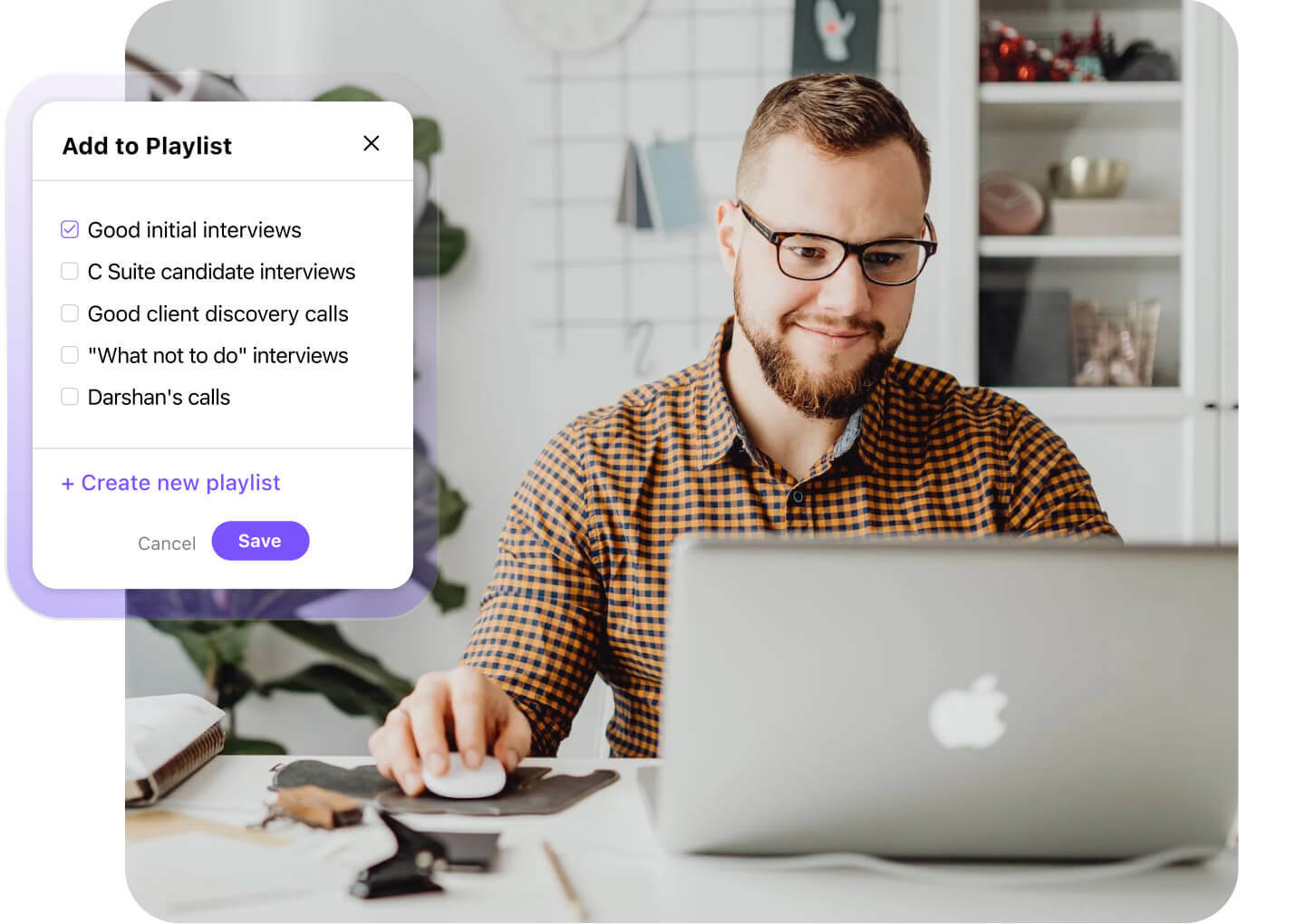 Screenshot of creating a coaching call playlist in Dialpad