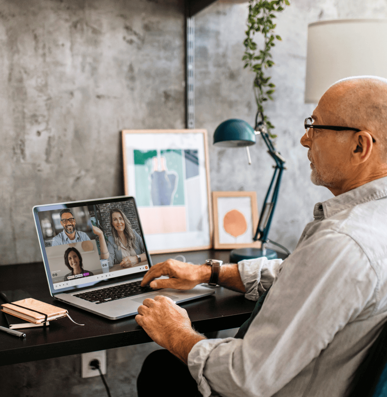 A man attending a video conference call
