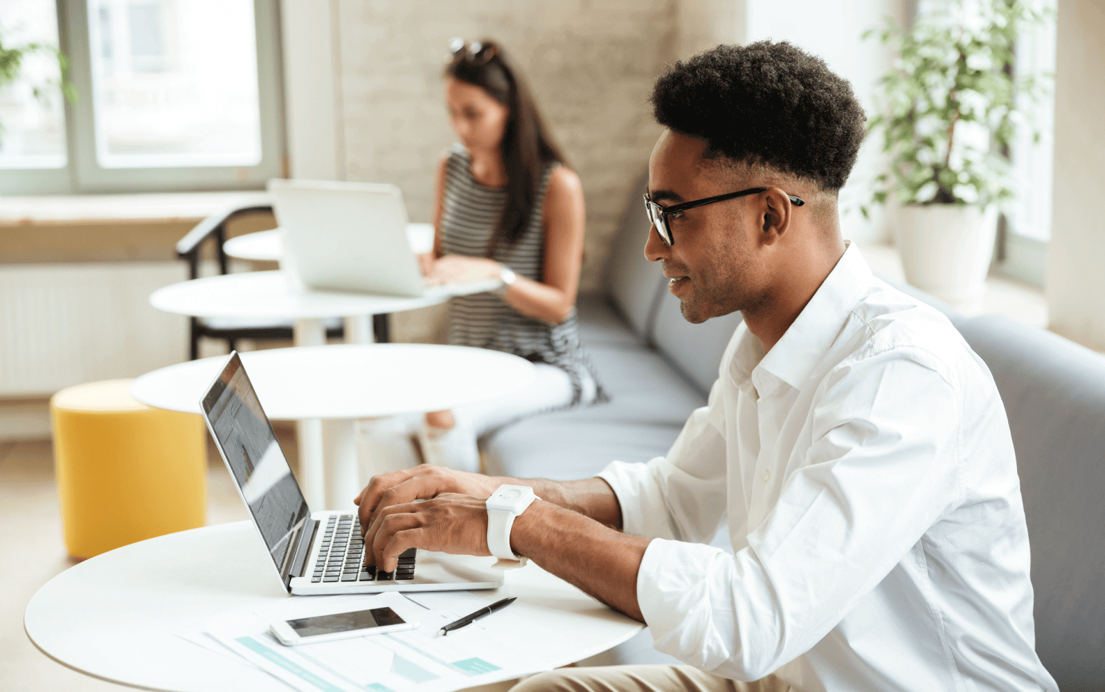 Two university students studying