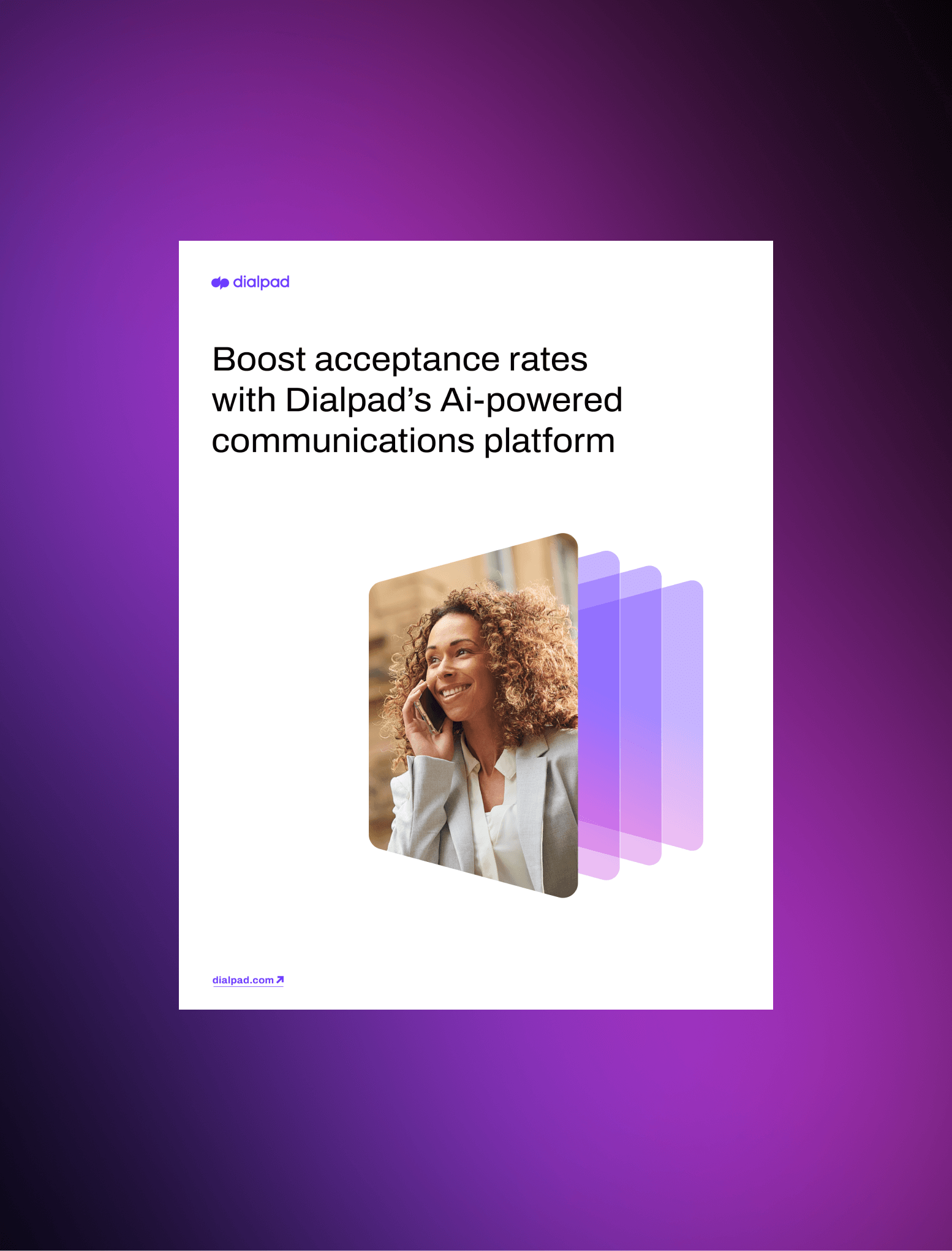 Mockup of a one-pager titled Boost acceptance rates with Dialpad platform hero image