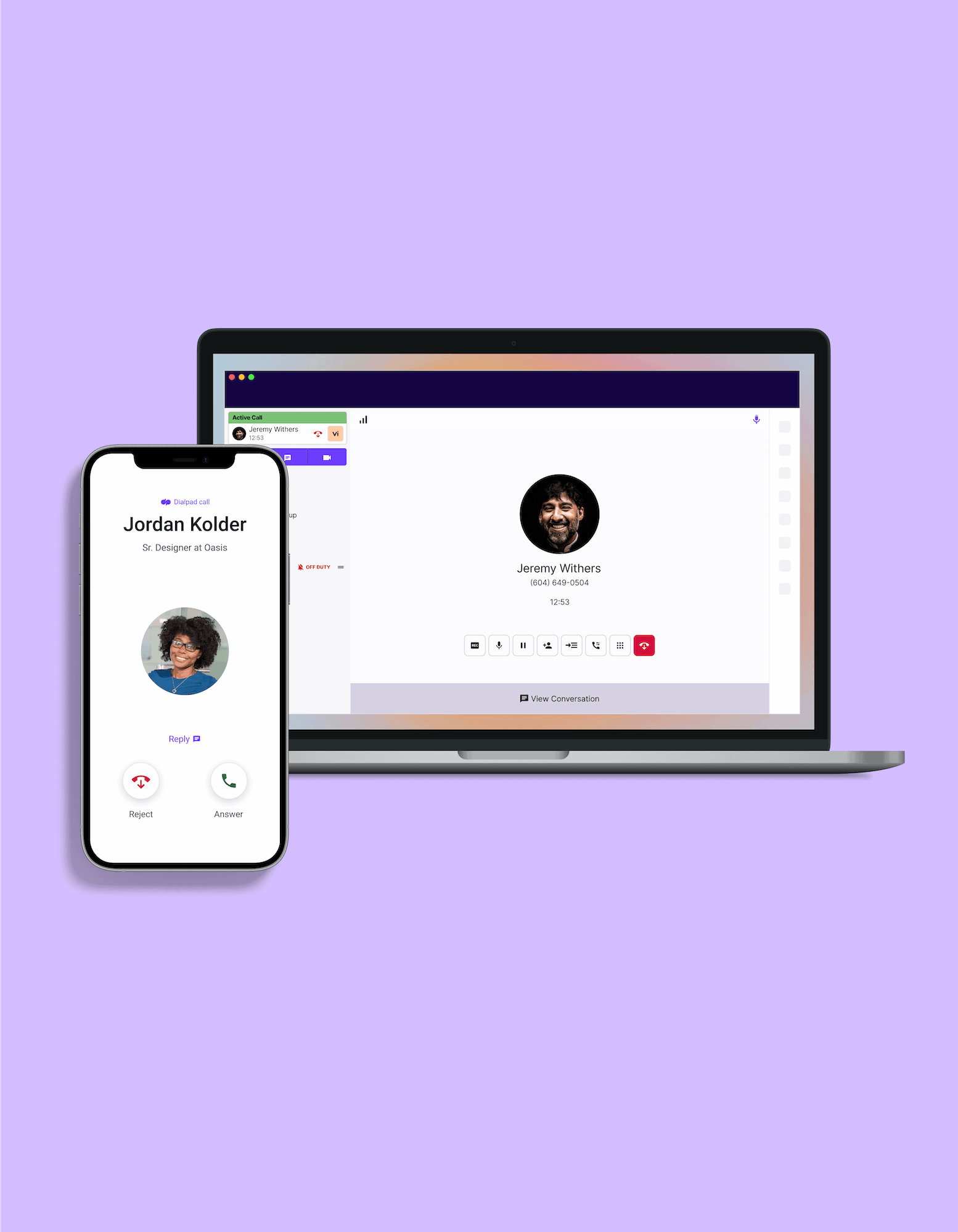 Dialpad's real time transcription user interface