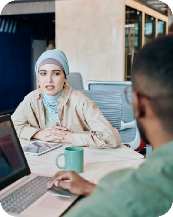 Two colleagues having a meeting