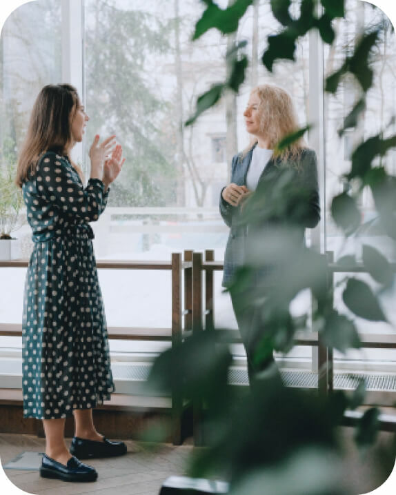 Two women talking