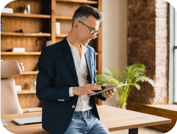 A person holding a tablet