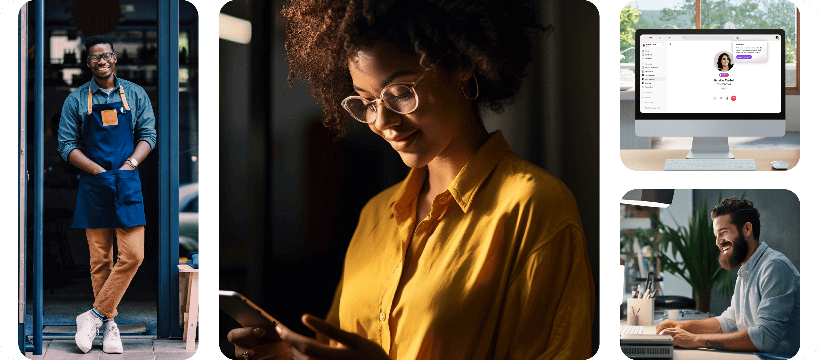 Three people and a desktop computer