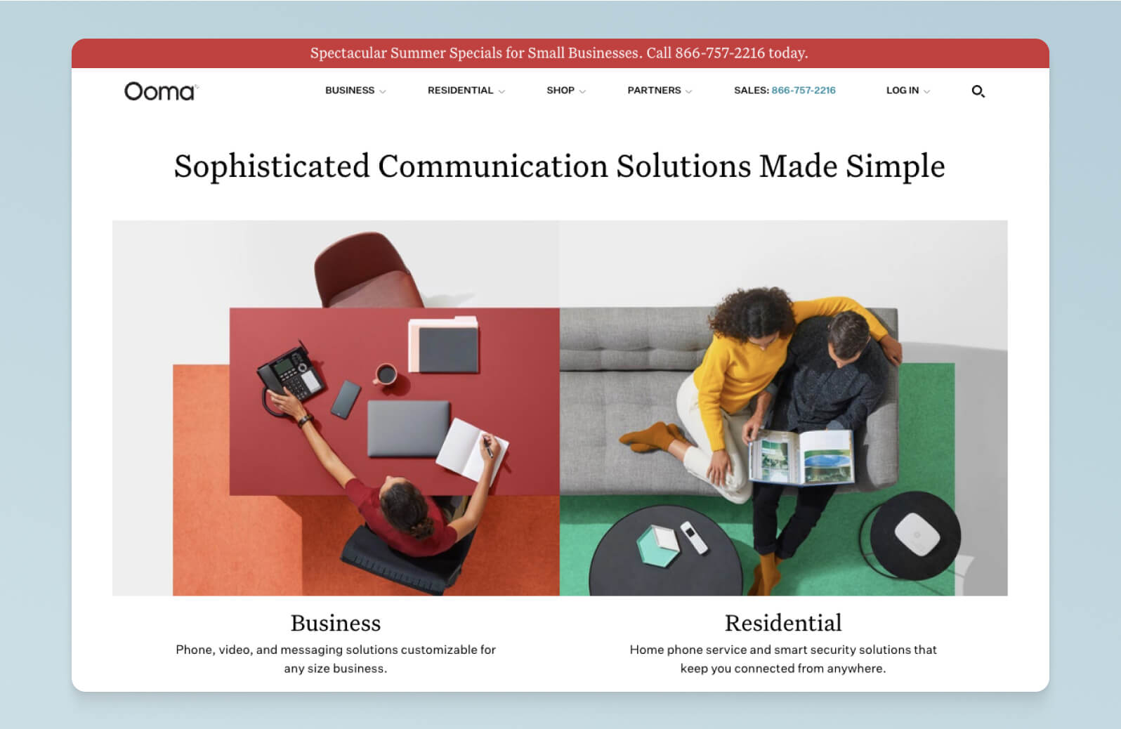 Screenshot of Oomas website