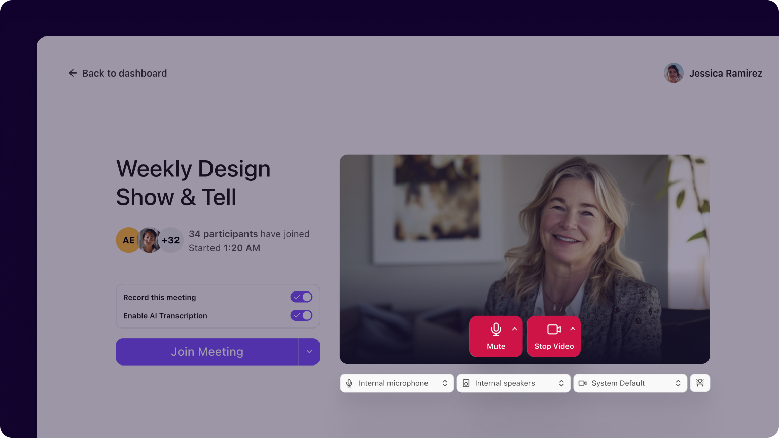 Join meetings with full device controls in the app