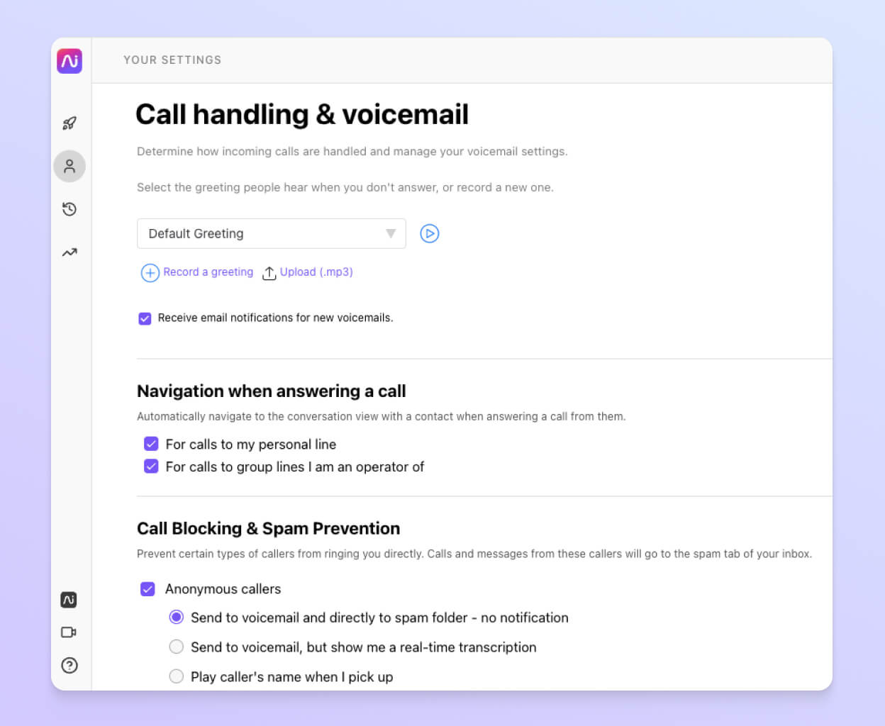 Screenshot of uploading a custom queue greeting in Dialpad