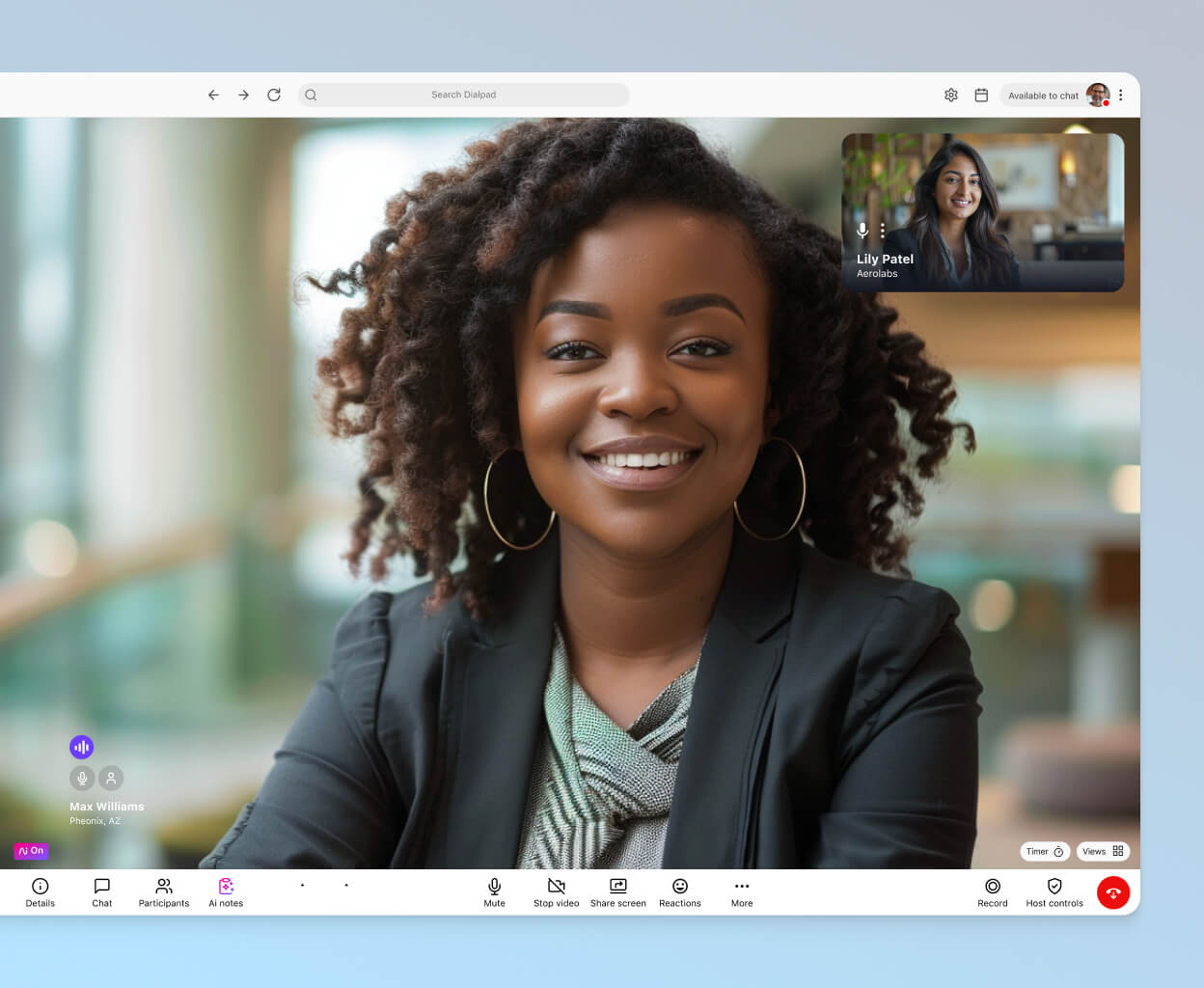 A video conference happening in Dialpad's desktop app